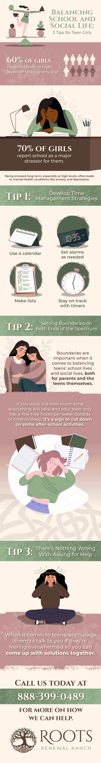 roots renewal balancing school and social life infographic
